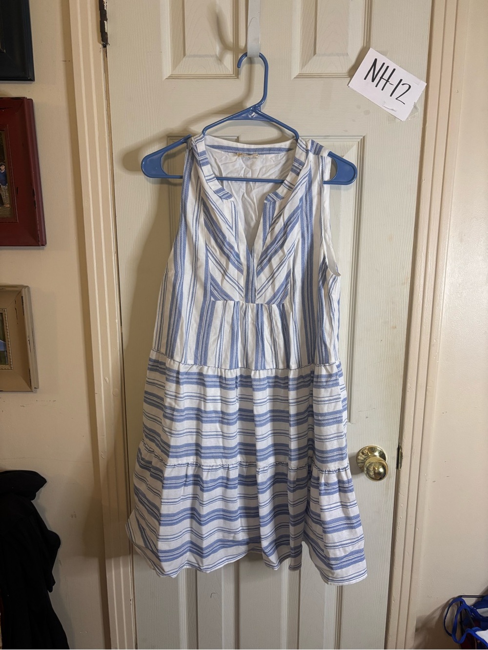 Hem & Thread Blue and White Striped Midi Dress